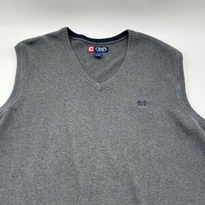 CHAPS EST 1978 Mens‎ Grandpa Core Gray V Neck Sleeveless Cotton Sweater Vest L/G